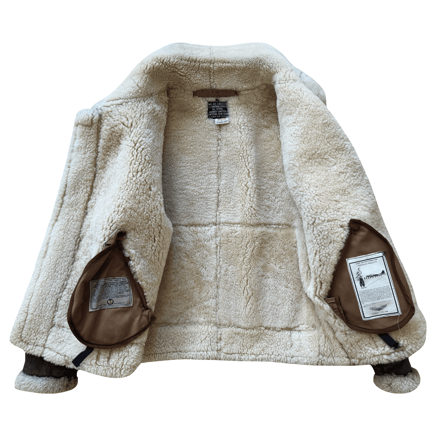 Avirex B-3 Sheepskin Aviator Flight Jacket - M