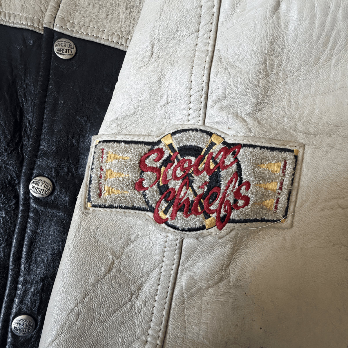 Avirex 'Sioux Chiefs' Leather Varsity Jacket - M