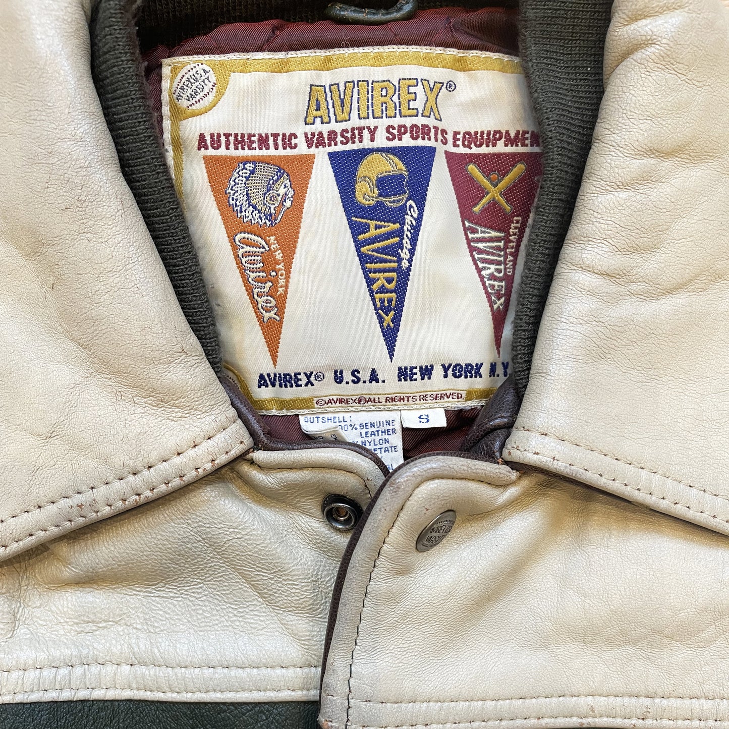 Avirex Wild Bears Leather Varsity Jacket - S