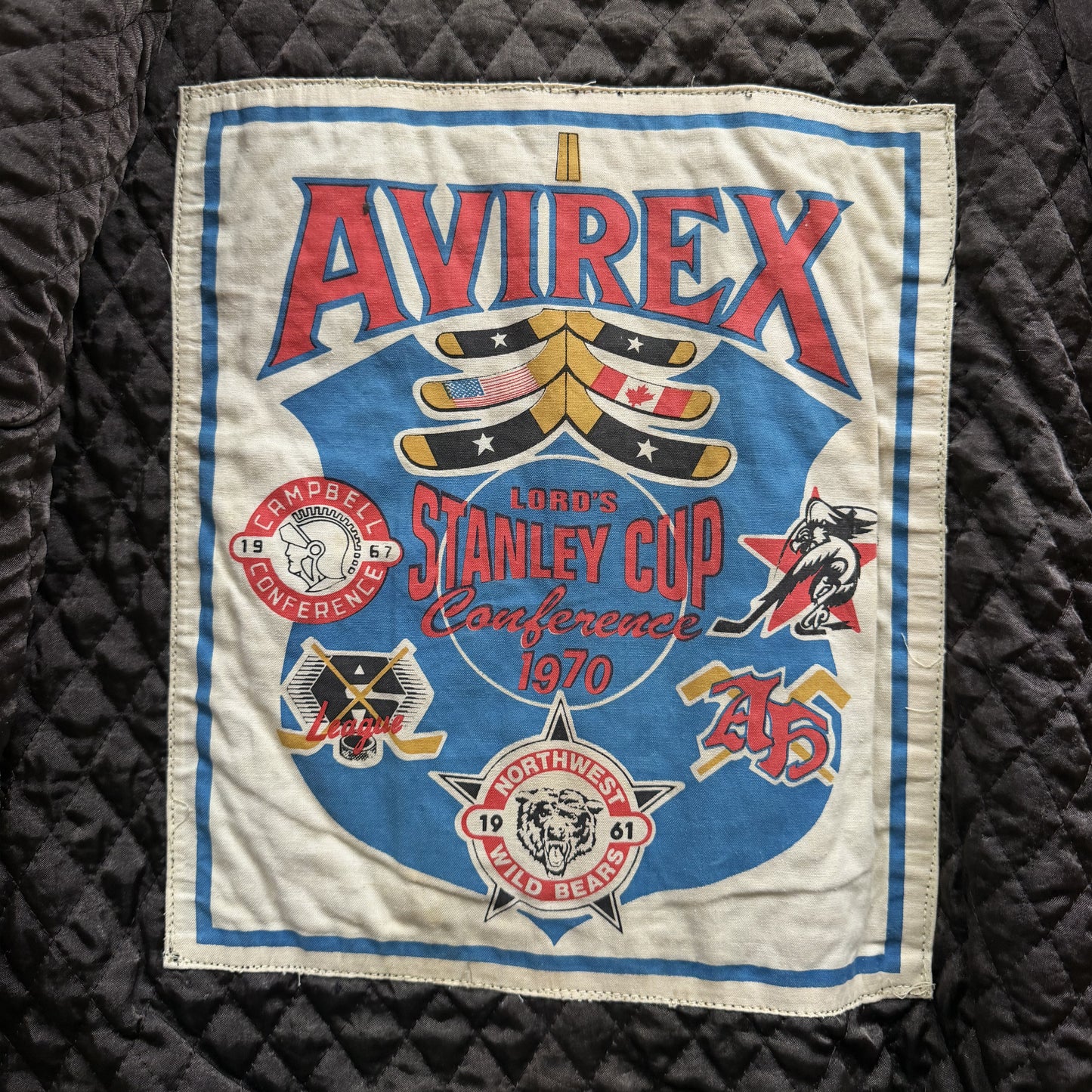 Avirex 'North West Wild Bears' Leather Varsity Jacket - S