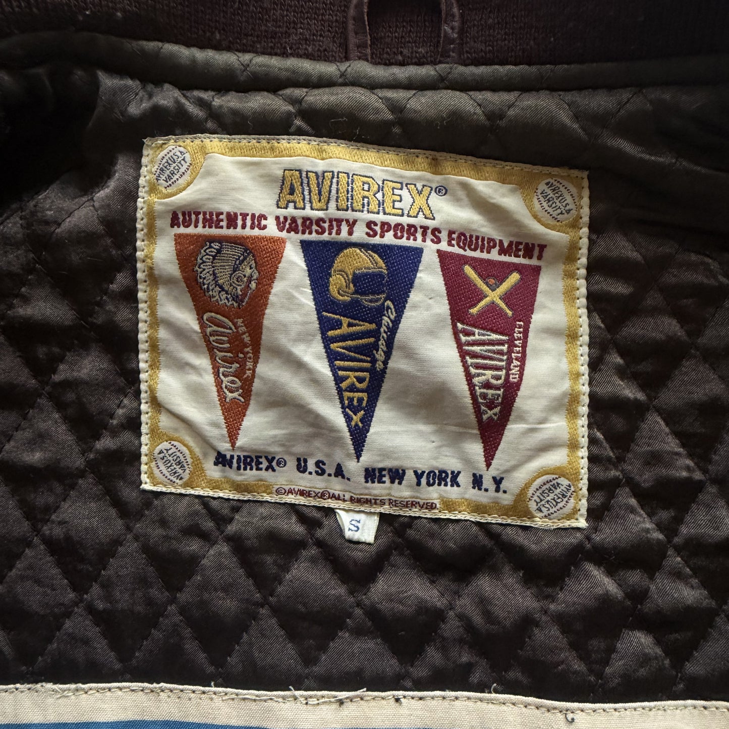 Avirex 'North West Wild Bears' Leather Varsity Jacket - S