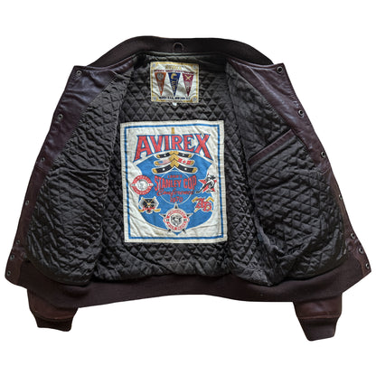 Avirex 'North West Wild Bears' Leather Varsity Jacket - S