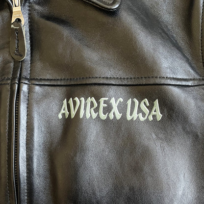 Avirex Hand Painted Dragon Leather Jacket - L