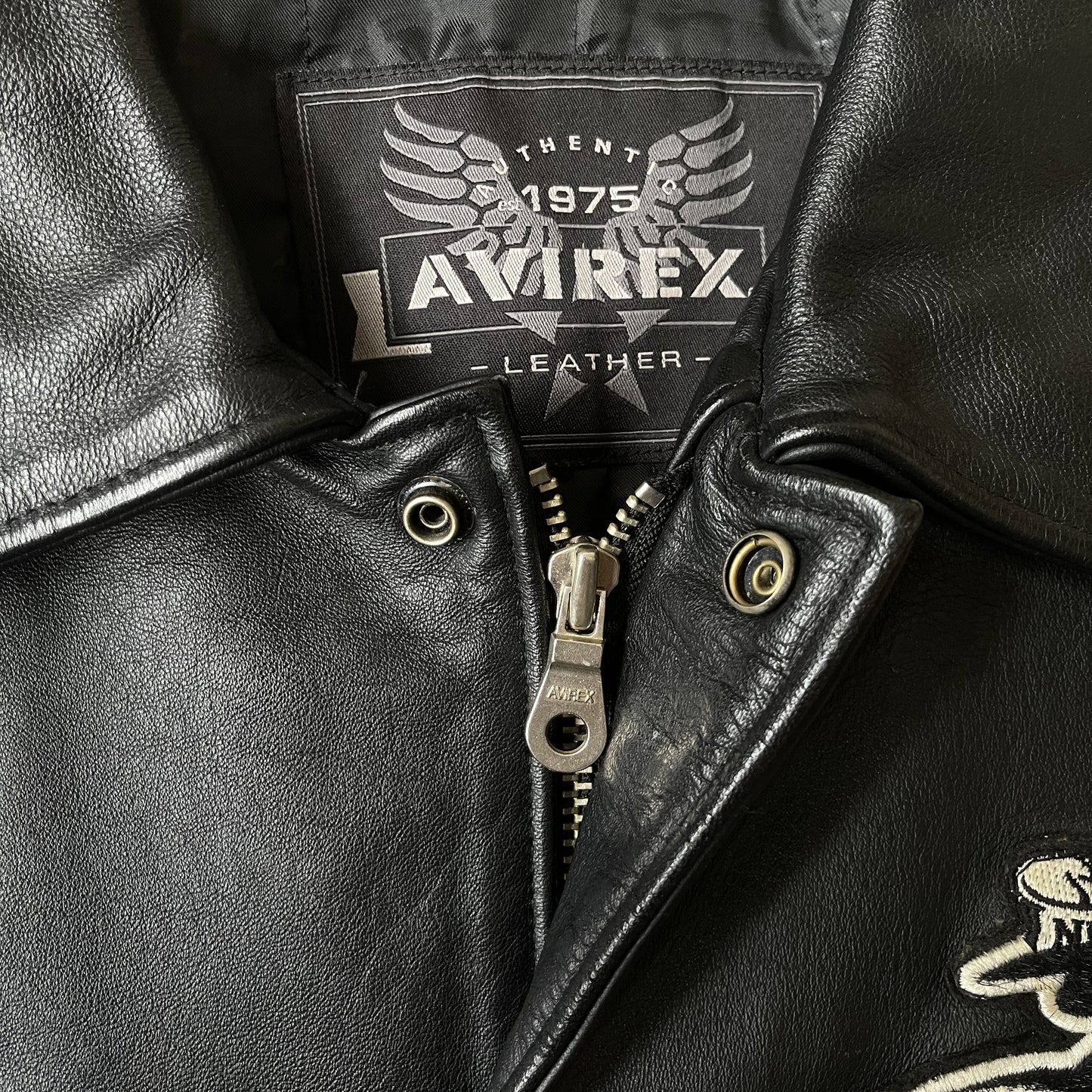 Avirex Spell Out Leather Varsity Jacket - M