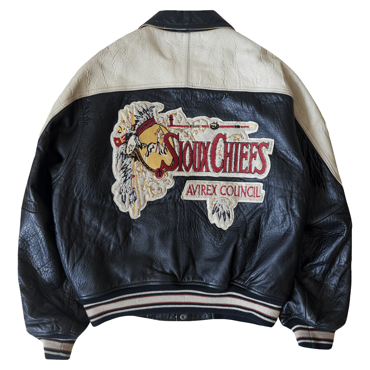 Avirex 'Sioux Chiefs' Leather Varsity Jacket - M