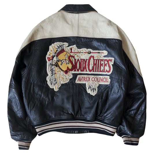 Avirex 'Sioux Chiefs' Leather Varsity Jacket - M