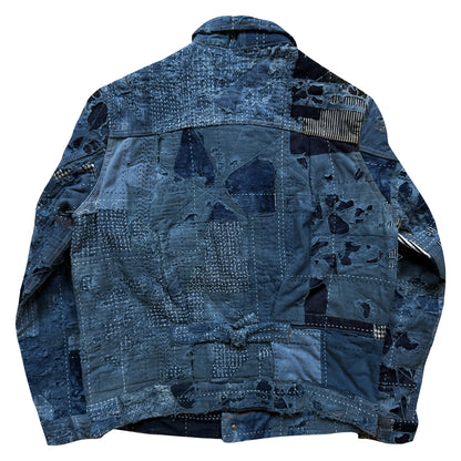 Indigo Boro Sashiko Distressed Denim Trucker Jacket - M