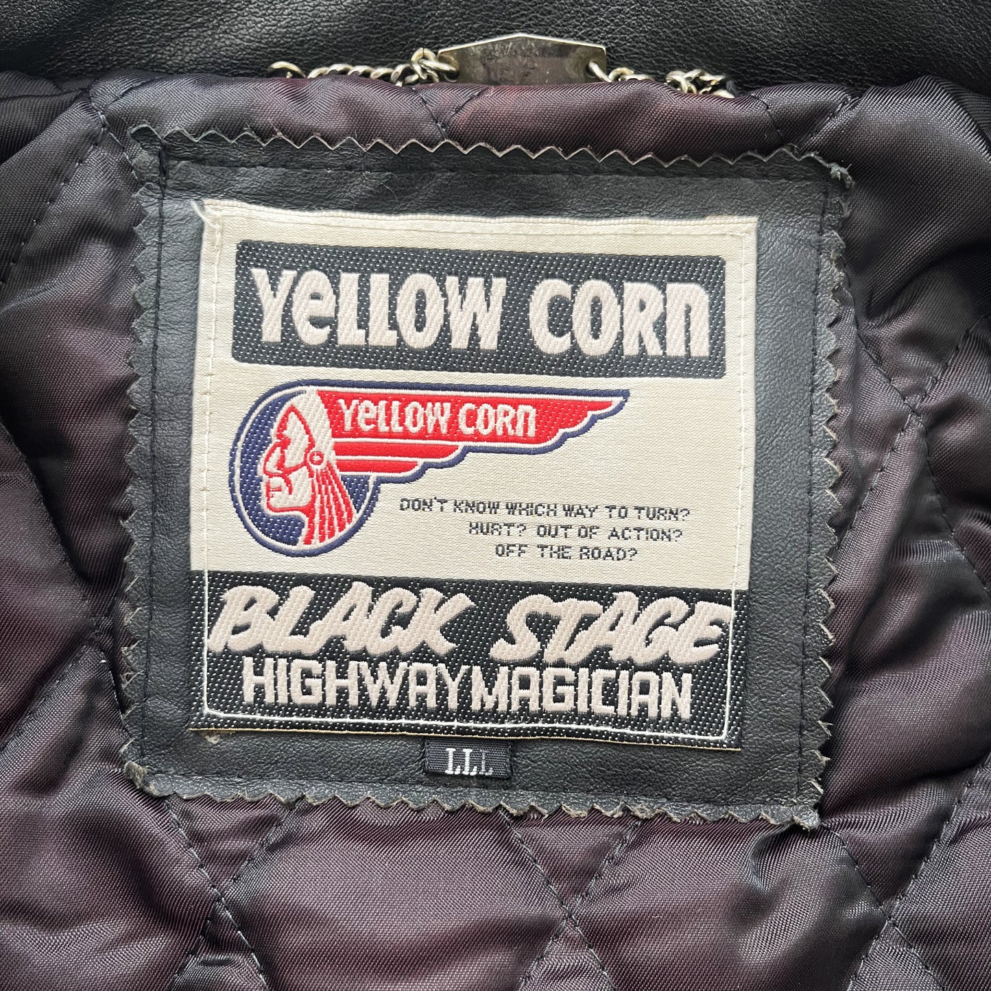 Yellow Corn Punk Leather Biker Jacket - M