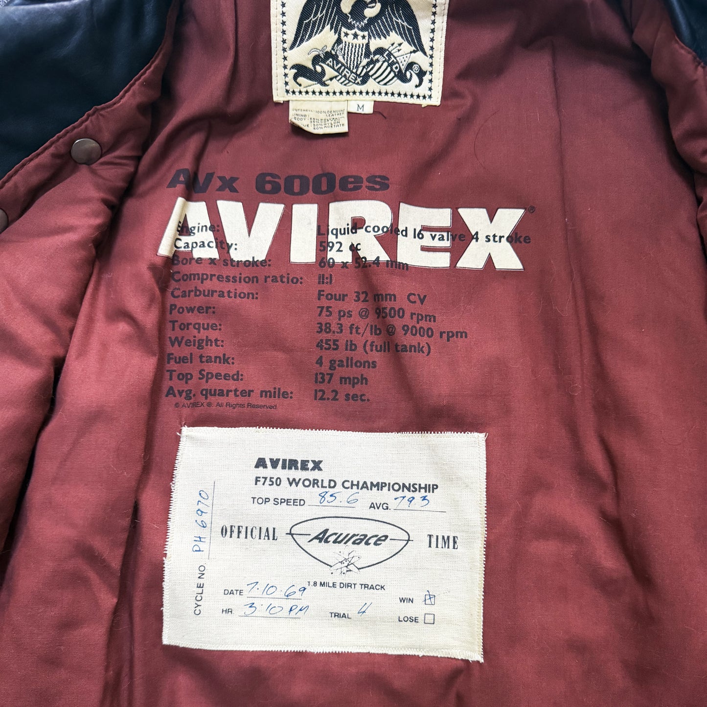 Avirex 'Daytona to LA' Leather Biker Jacket - M