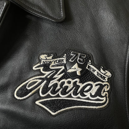 Avirex Spell Out Leather Varsity Jacket - M