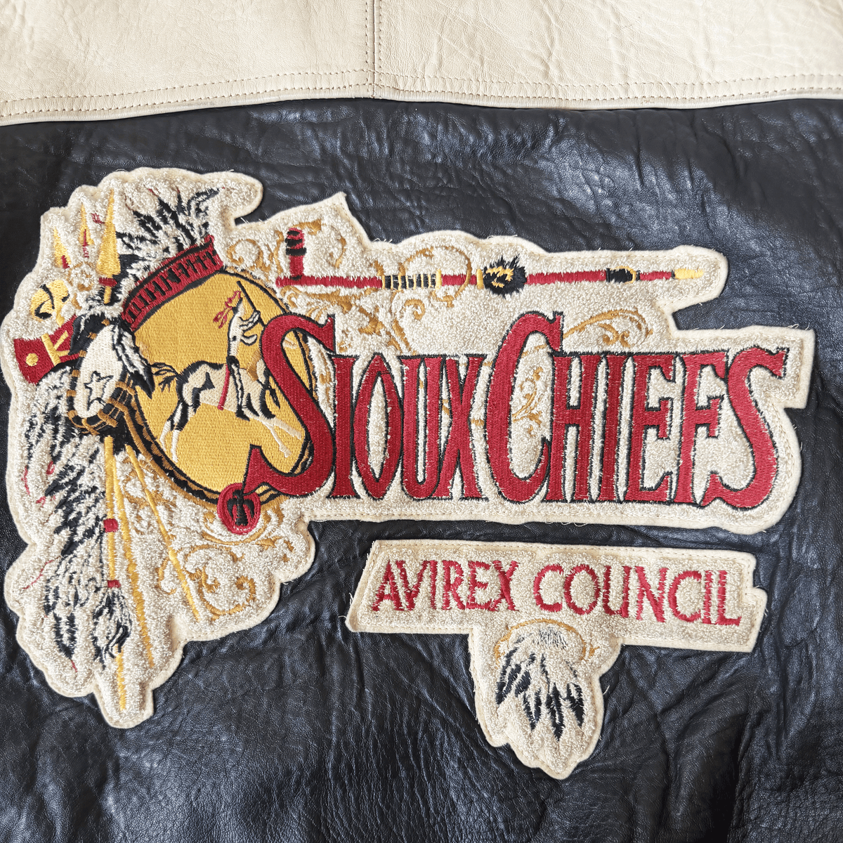 Avirex 'Sioux Chiefs' Leather Varsity Jacket - M