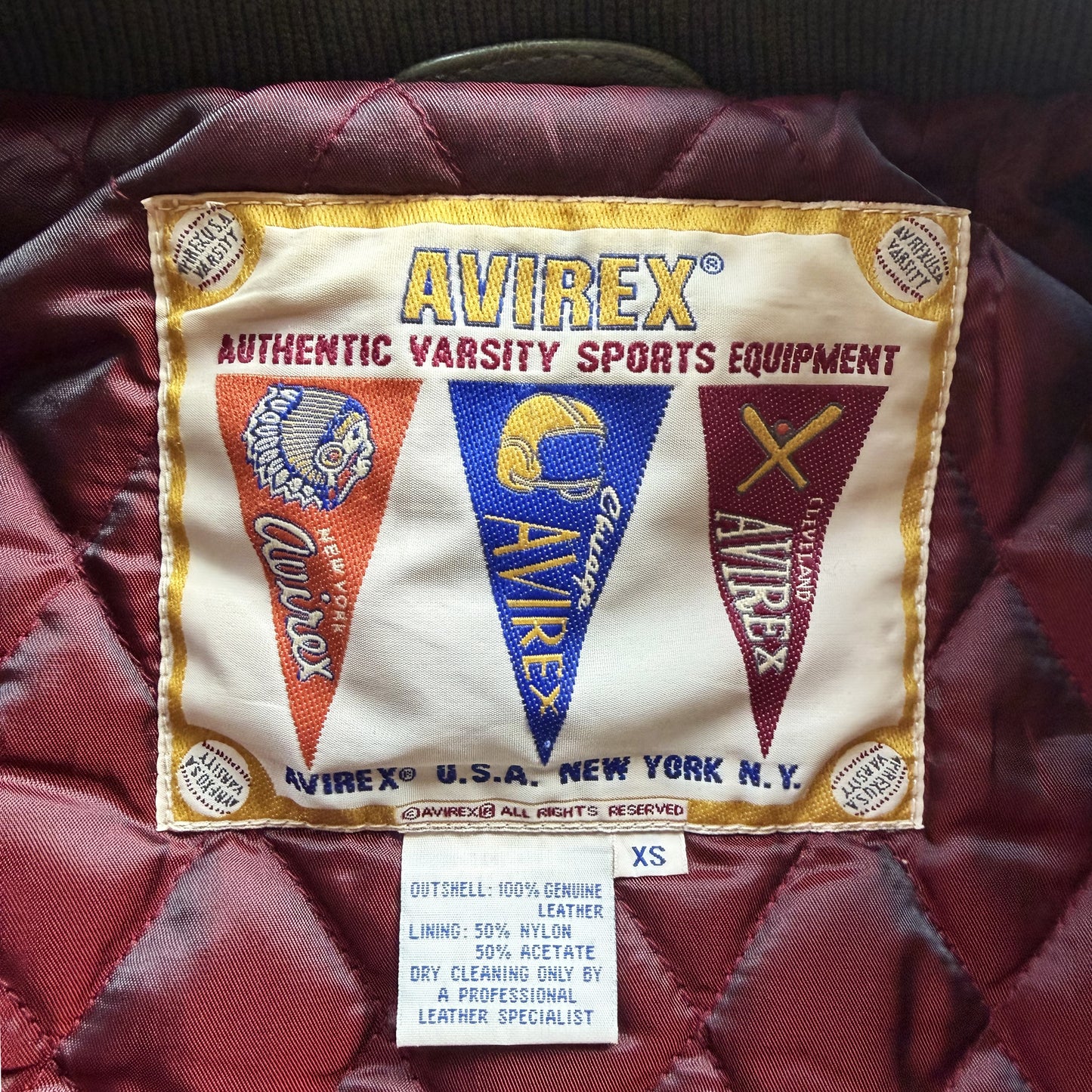 Avirex 'North West Wild Bears' Leather Varsity Jacket - XS