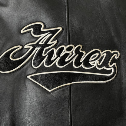 Avirex Spell Out Leather Varsity Jacket - M