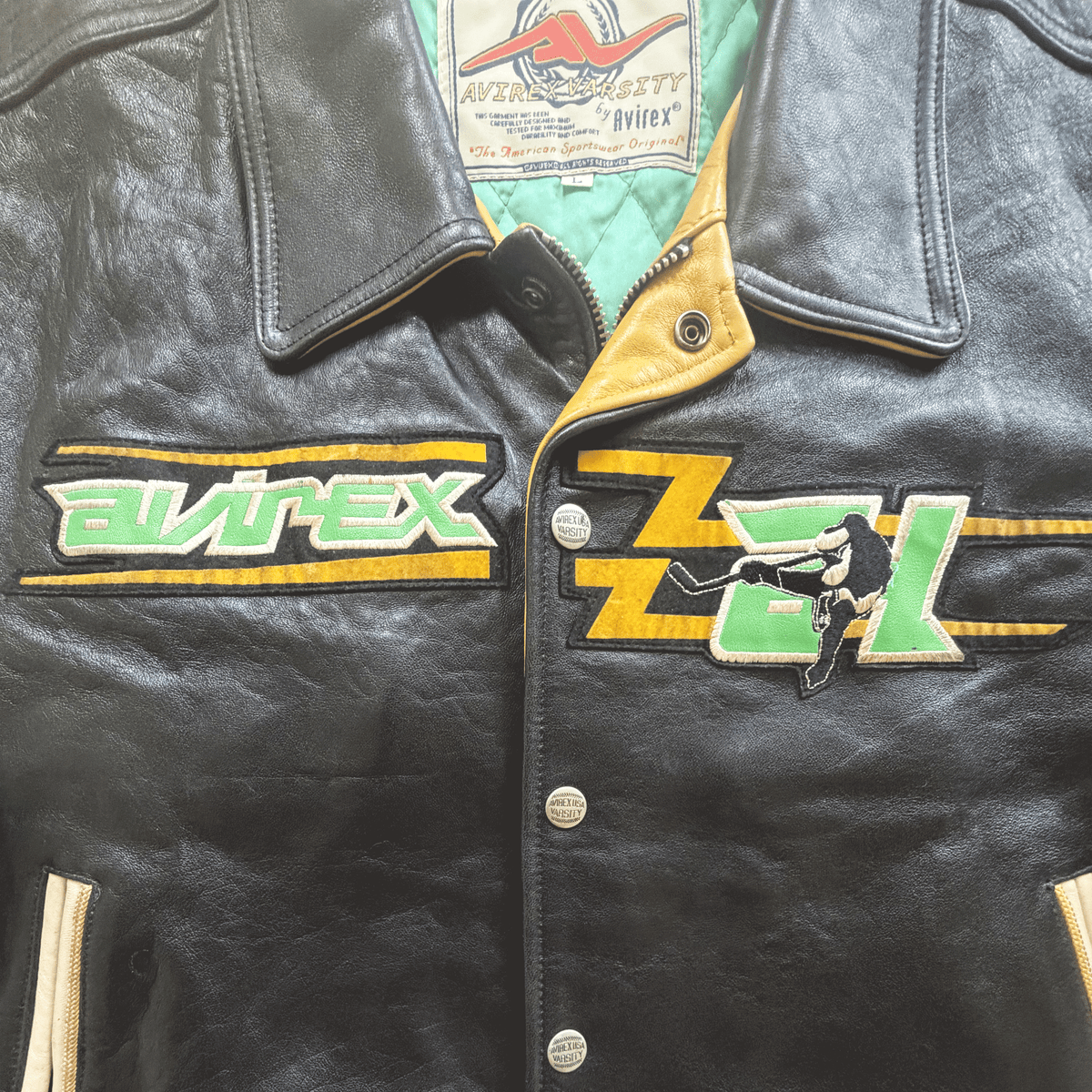 Avirex 'Sonic Squad' Leather Varsity Jacket - L