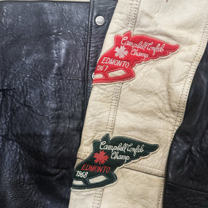 Avirex 'North West Wild Bears' Leather Varsity Jacket - S