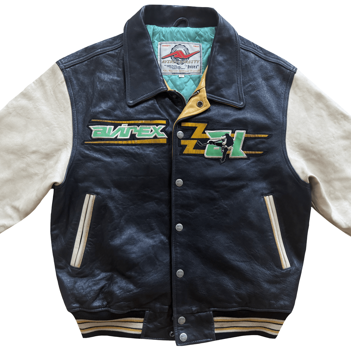 Avirex 'Sonic Squad' Leather Varsity Jacket - L
