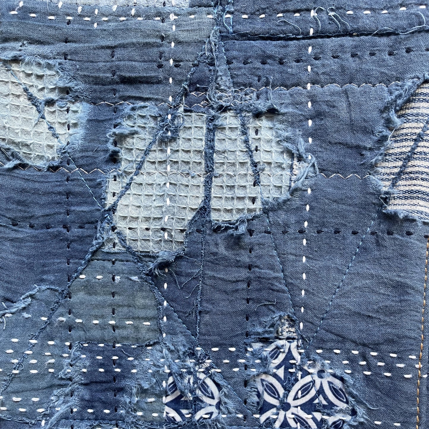 Indigo Boro Sashiko Distressed 501 Jeans - W32"