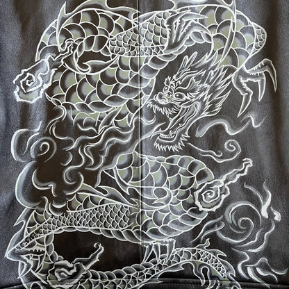 Avirex Hand Painted Dragon Leather Jacket - L