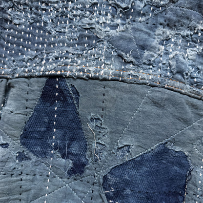 Indigo Boro Sashiko Distressed Denim Trucker Jacket - M