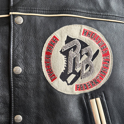 Avirex 'Russian Ice Hockey' Leather Varsity Jacket - S