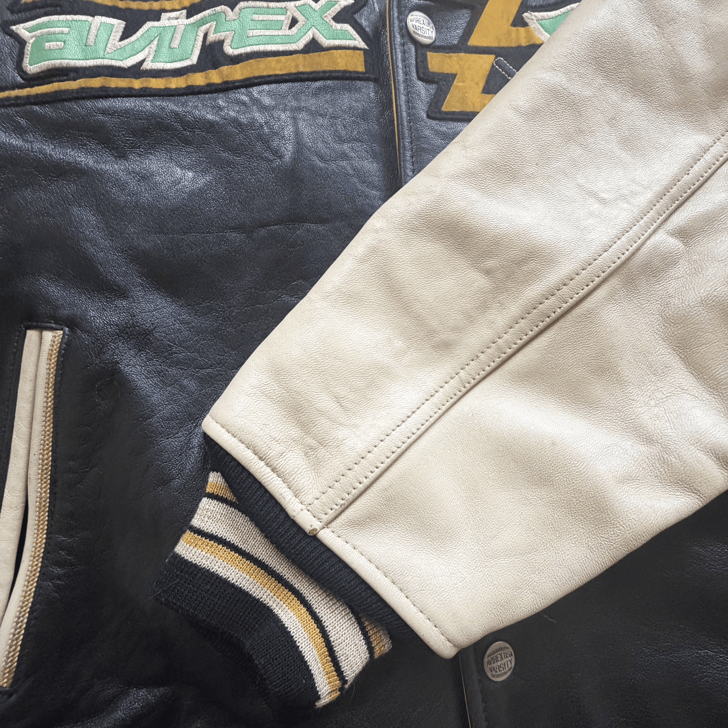 Avirex 'Sonic Squad' Leather Varsity Jacket - L