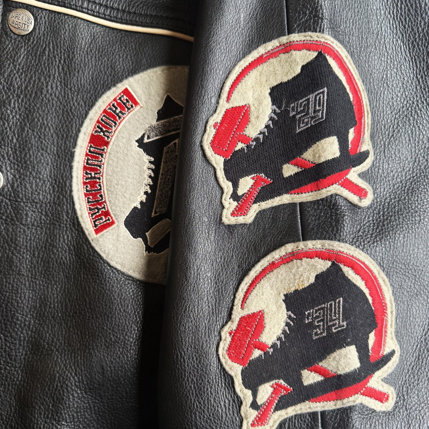 Avirex 'Russian Ice Hockey' Leather Varsity Jacket - S