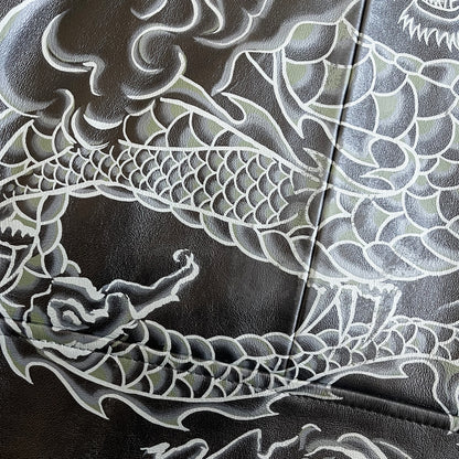 Avirex Hand Painted Dragon Leather Jacket - L