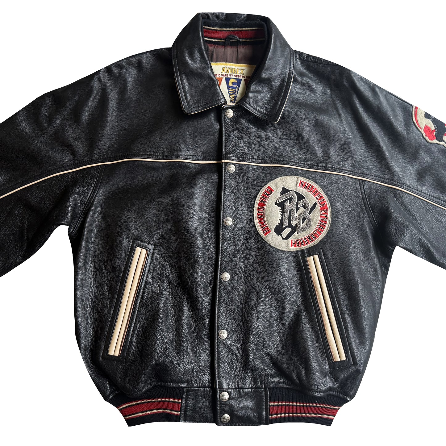 Avirex 'Russian Ice Hockey' Leather Varsity Jacket - S