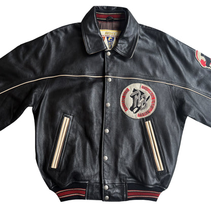 Avirex 'Russian Ice Hockey' Leather Varsity Jacket - S
