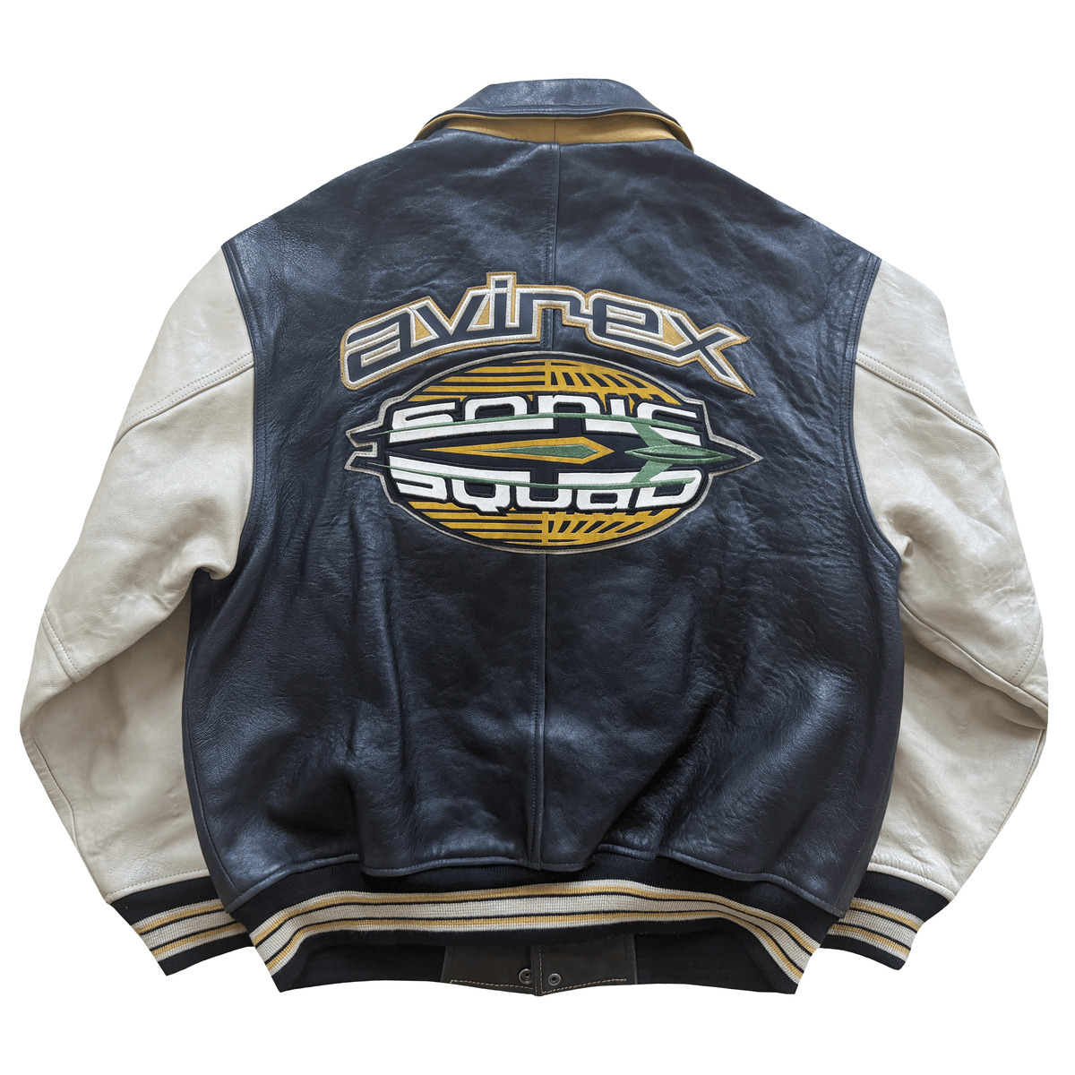 Avirex 'Sonic Squad' Leather Varsity Jacket - L