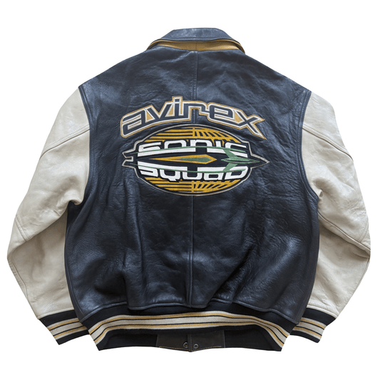 Avirex 'Sonic Squad' Leather Varsity Jacket - L