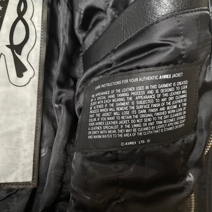 Avirex Spell Out Leather Varsity Jacket - M