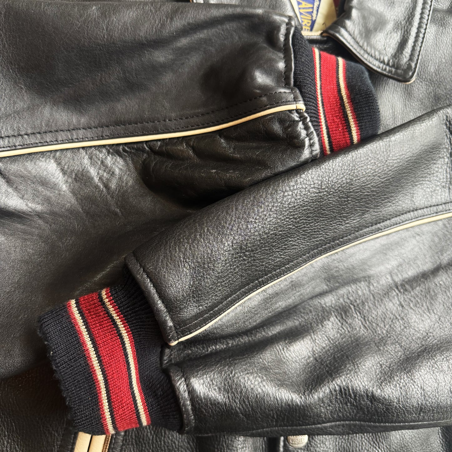 Avirex 'Russian Ice Hockey' Leather Varsity Jacket - S