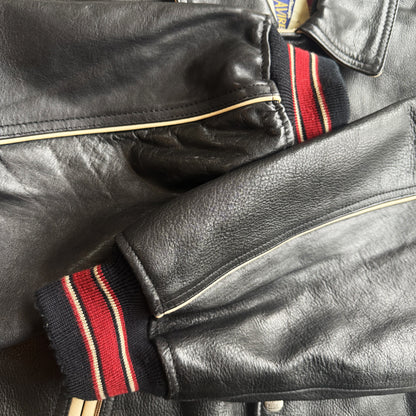 Avirex 'Russian Ice Hockey' Leather Varsity Jacket - S