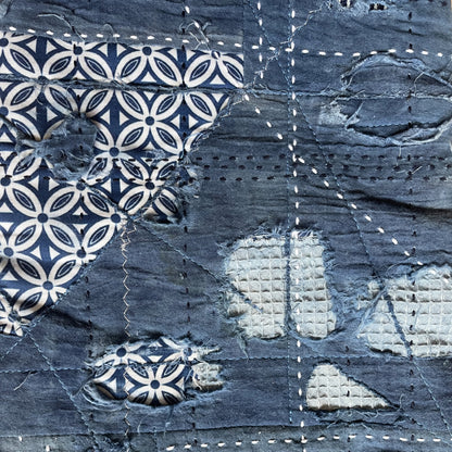 Indigo Boro Sashiko Distressed 501 Jeans - W32"