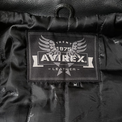 Avirex Spell Out Leather Varsity Jacket - M