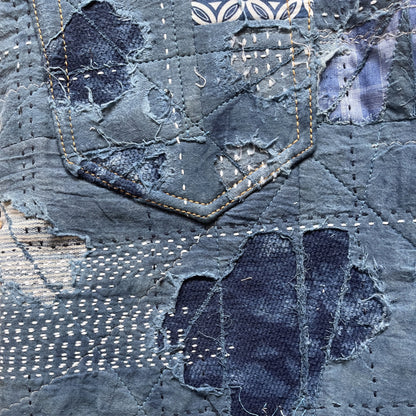 Indigo Boro Sashiko Distressed 501 Jeans - W32"
