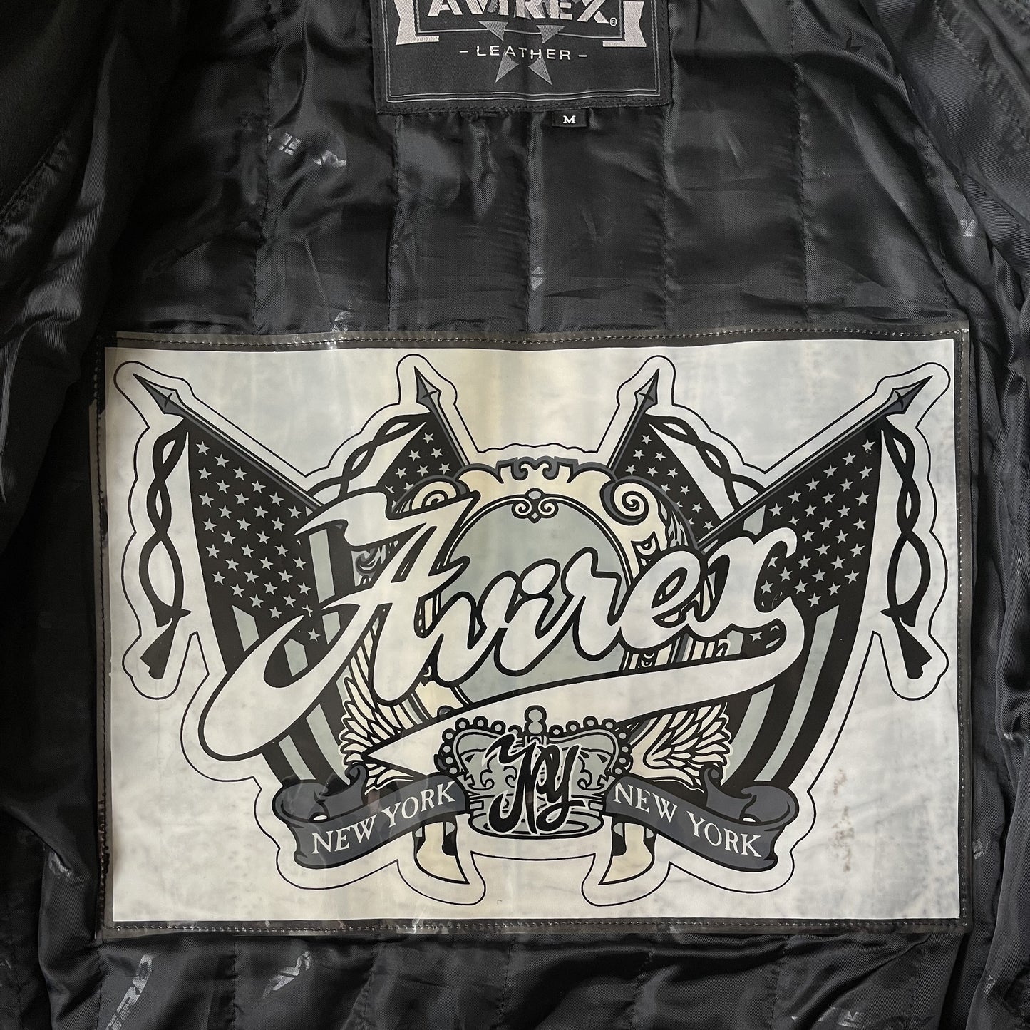 Avirex Spell Out Leather Varsity Jacket - M