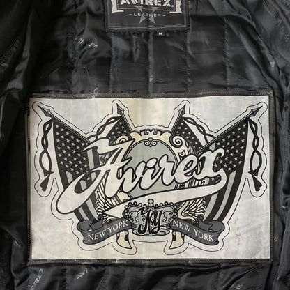 Avirex Spell Out Leather Varsity Jacket - M