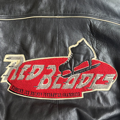 Avirex 'Russian Ice Hockey' Leather Varsity Jacket - S