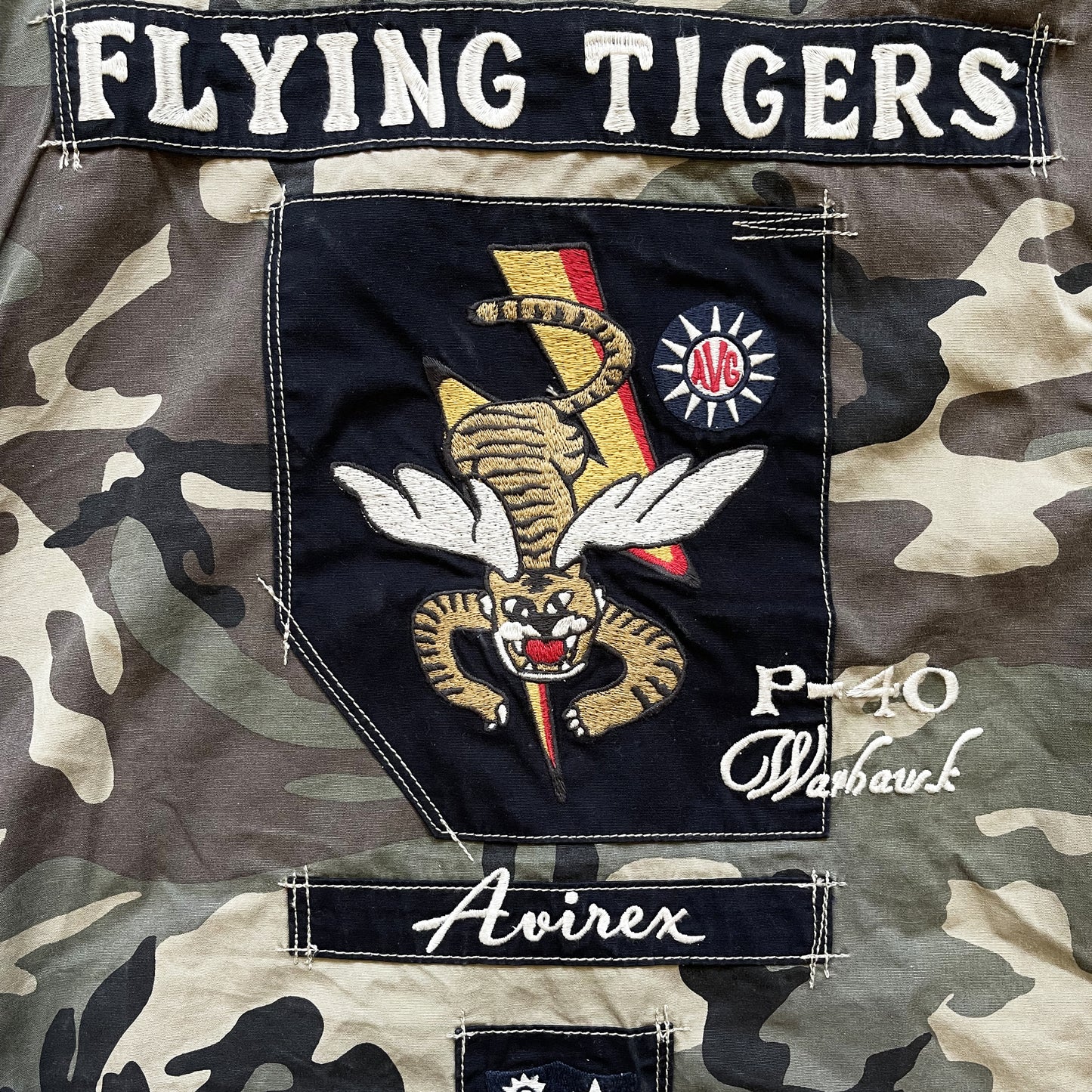 Avirex US 'Flying Tigers' Camo Military Jacket - S