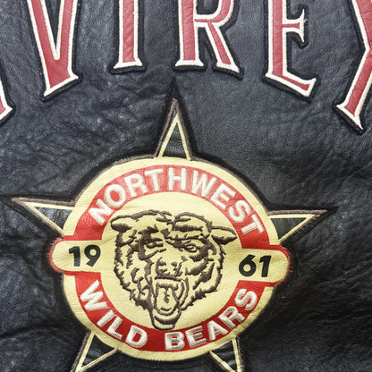Avirex 'North West Wild Bears' Leather Varsity Jacket - S