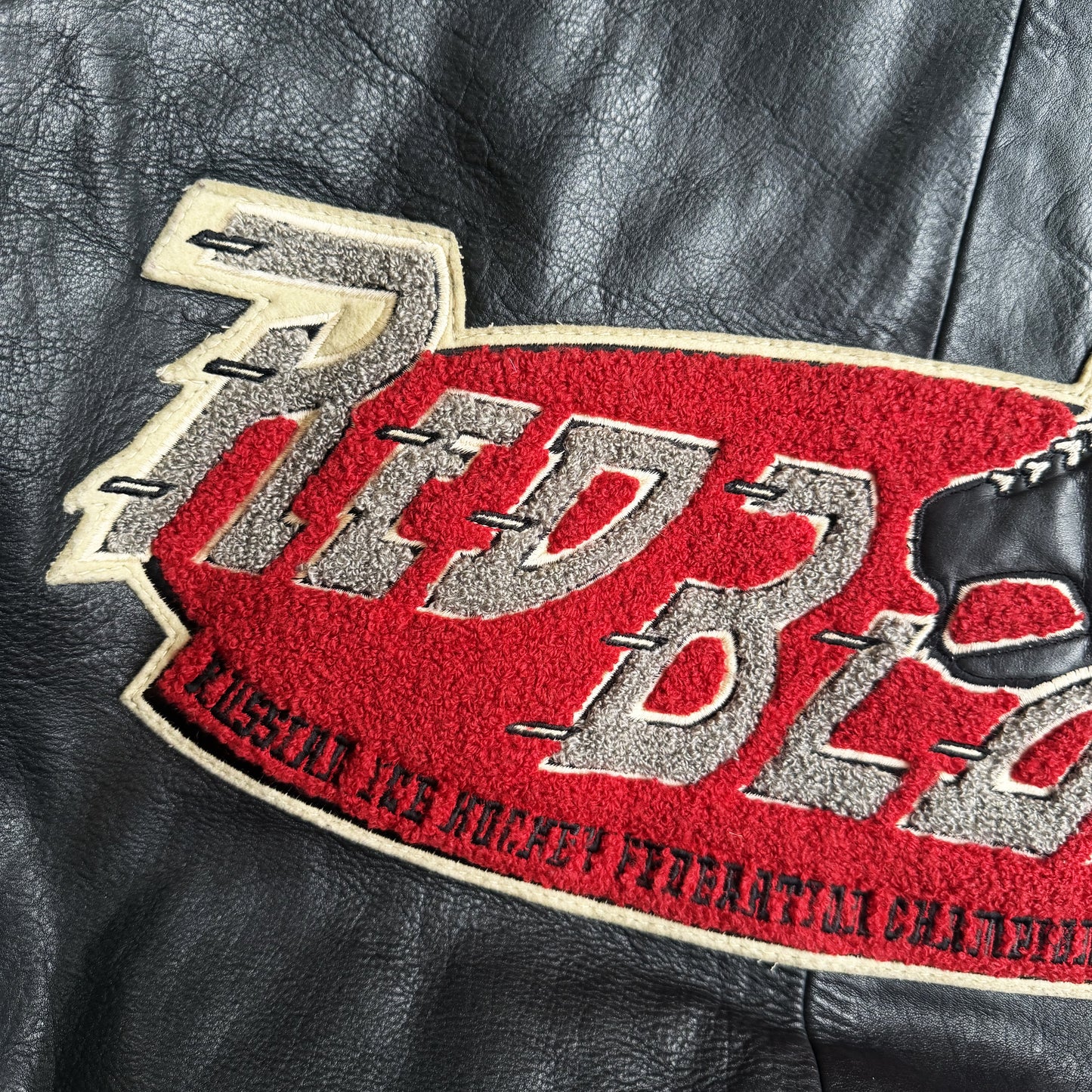 Avirex 'Russian Ice Hockey' Leather Varsity Jacket - S