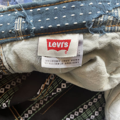 Indigo Boro Sashiko Distressed 501 Jeans - W32"