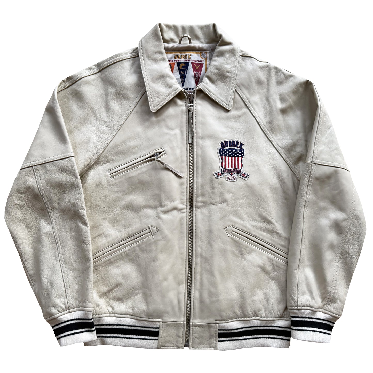 Avirex USA 'Icon' Leather Varsity Jacket - XL