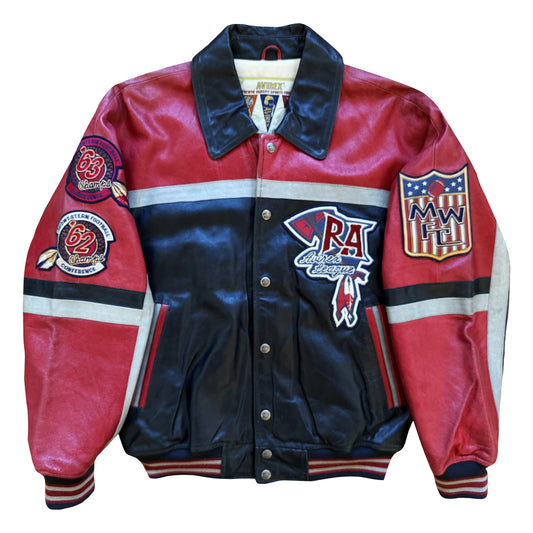Avirex 'Red Axes' Leather Varsity Jacket - S
