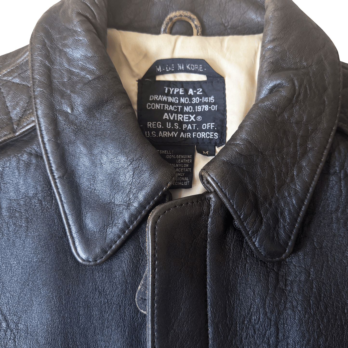 Avirex 'My Aim Is True' 1989 A2 Leather Flight Jacket - M / L
