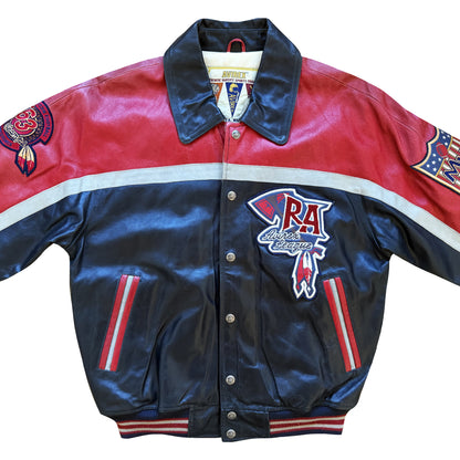 Avirex 'Red Axes' Leather Varsity Jacket - S