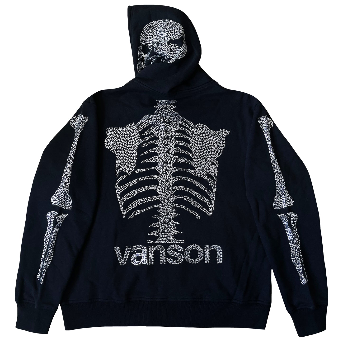 Vanson Leathers 50th Anniversary Rhinestone Skeleton Hoodie - XL