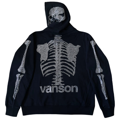 Vanson Leathers 50th Anniversary Rhinestone Skeleton Hoodie - XL